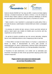 Ateno ao Funcionamento do Comrcio perante ao Coronavrus!